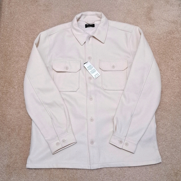 Simons | Le 31 Mens Shirt Jacket Size Medium Overshirt Cream Buton Front New! - Picture 6 of 14